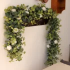Wedding Artificial Small Peony Flower Vine Artificial Eucalyptus Garland With Silk Peony For Wedding And Home Decor
