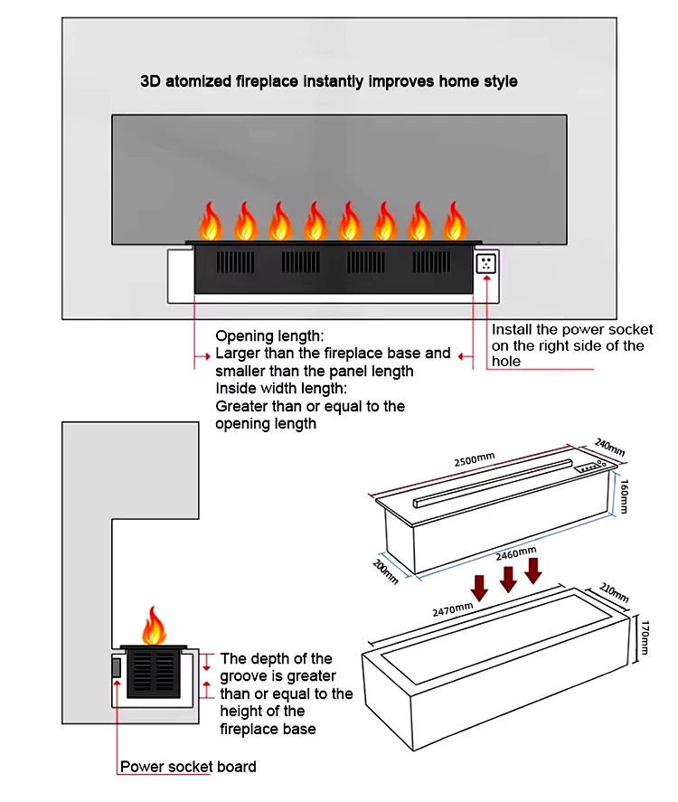 Atomization Electric Fireplace, 3D, LED - detail 14