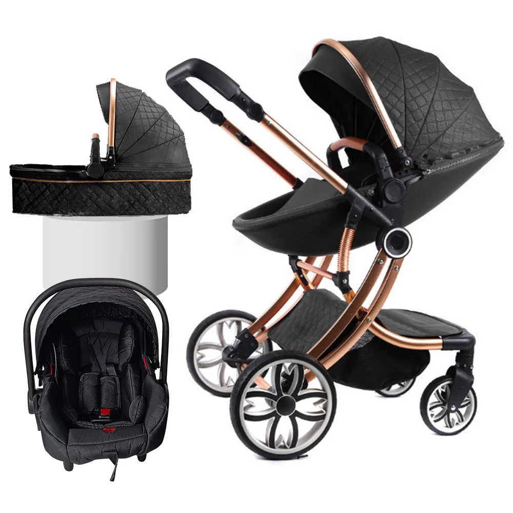 Coches Para Bebes. EN1888 Stroller Baby 3 In 1 Pushchair Luxury Foldable Baby Stroller Pram 3 In 1 With Car Seat