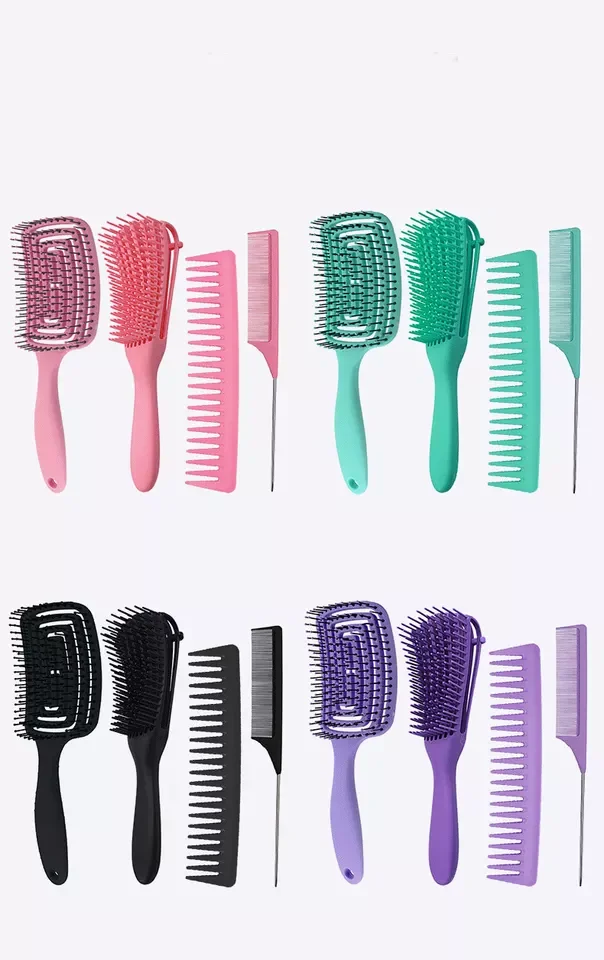 Europe Hot Sale Hair Brush Comb 4pcs High Quality Hair Straightener Comb Custom Logo Color Hair Comb