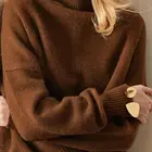 Knit Sweater Sweater Turtleneck Women Wholesale Fashion Turtleneck Blend Cashmere Plain Knit Sweater Woman Pullover