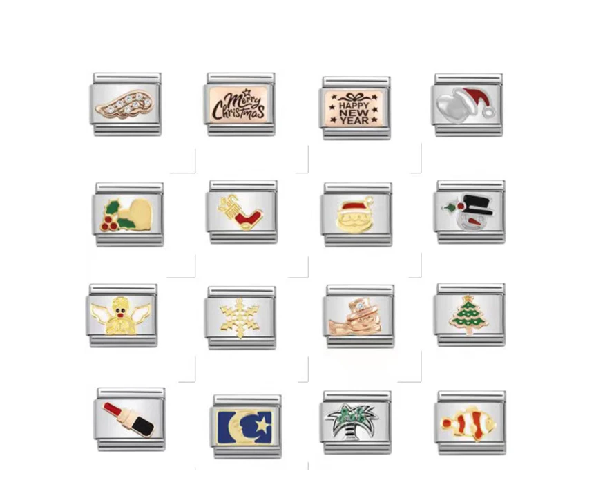 Wholesale New Year Christmas DIY Charms Bracelets Mens Womens Elastic Stainless Steel Italian Charm Bracelets