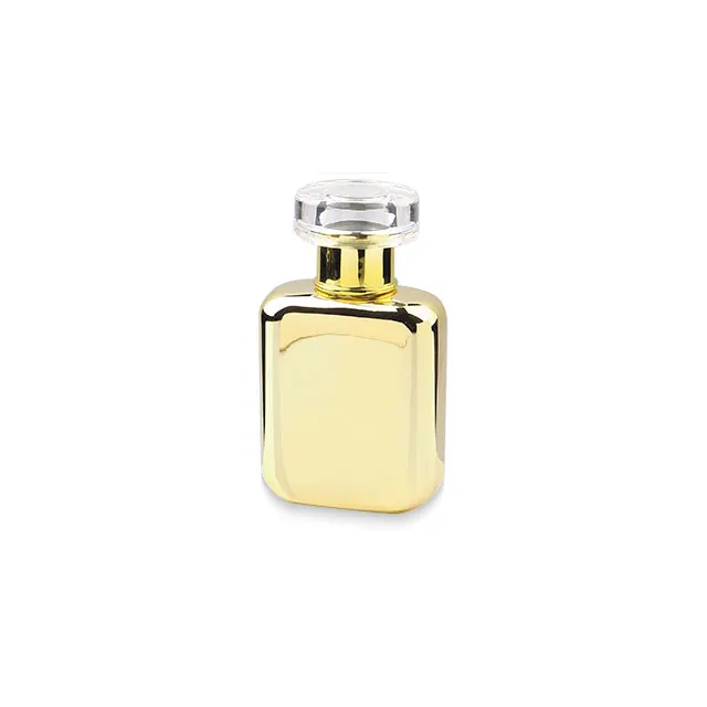 design uv electroplating golden luxury empty glass bottle 30ml perfume