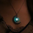Pendant Hot Wholesale Gem Charm Moon Glowing Vintage Silver Pendant Necklace
