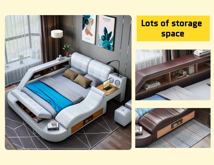 Storage Functional Bedroom Used Leather Modern Bedroom Furniture House bed sheet set massage beds