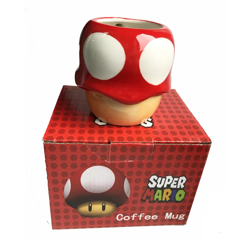 (Wholesale) Hot selling anime cartoon ceramic Mario Toad coffee mug with lid for gift