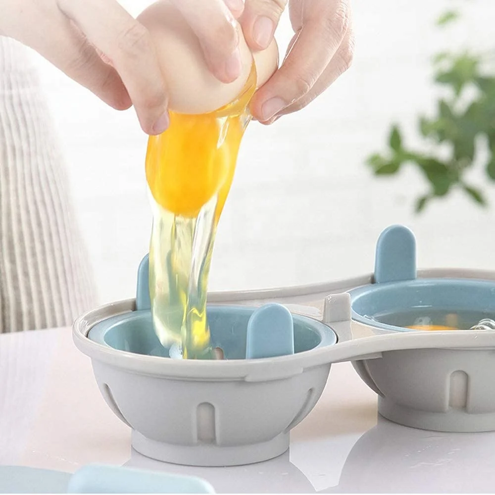 Microwave Egg Poacher Food Grade Cookware Double Cup Egg Boiler