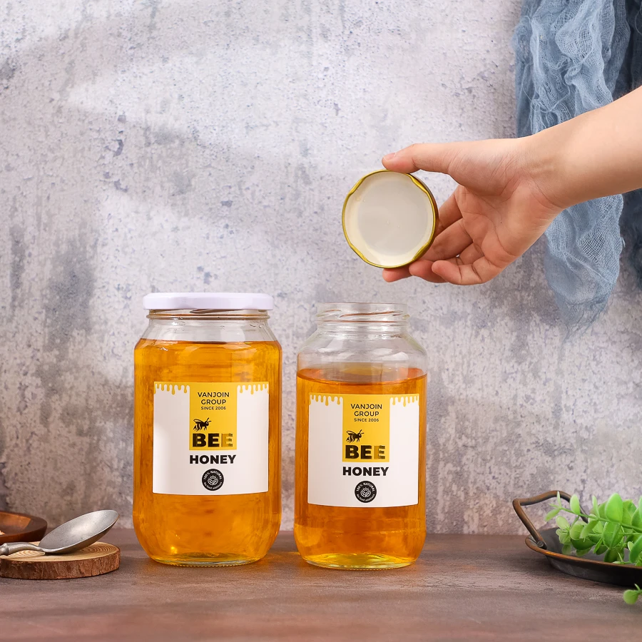 Wholesale Luxury 720ml 950ml Glass Food Storage Honey Jar Clear Empty Glass Jam Jars And Bottles