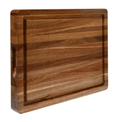 Large Thick Wood Cutting Board Edge Grain Juice Groove Hand Grips Reversible Lifetime Replacement For Kitchen
