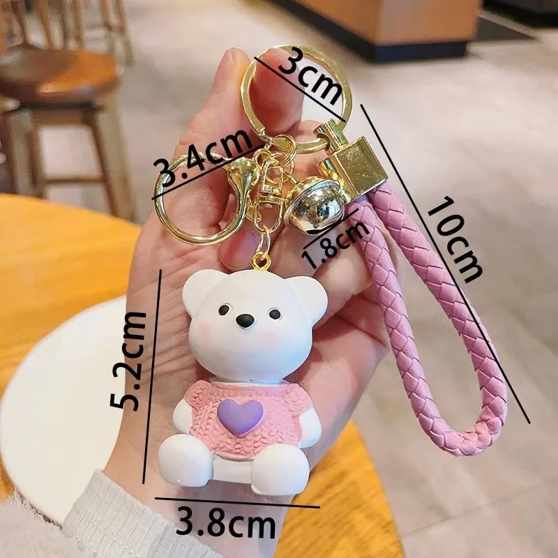 2023 Hot Selling Women Gift Bag Key Chain Valentine's Day Fashion Resin Pink Heart Cute bear Keychain