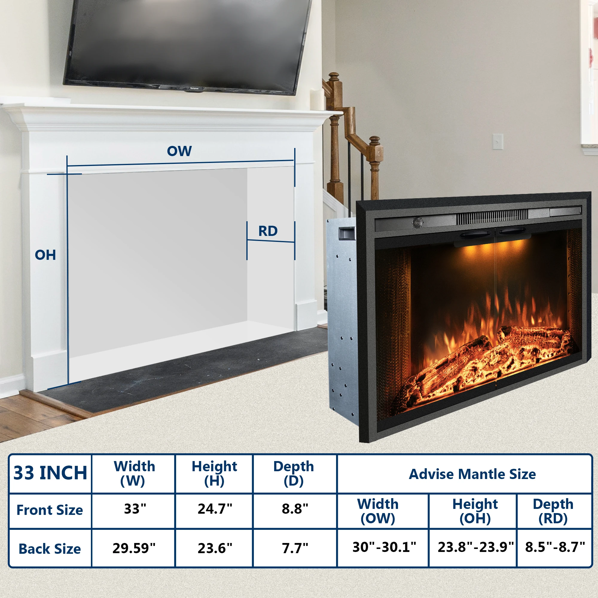 Electric Fireplace, 120V, 750W - detail 12
