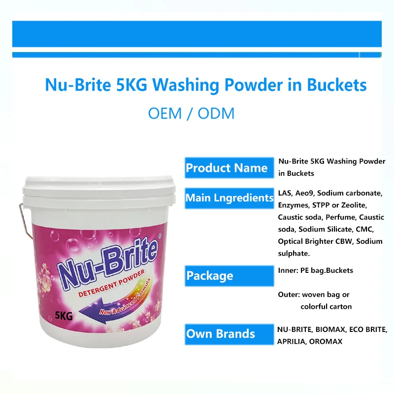 OEM Bulk Manufacture High Foam Washing Detergent Powder 5KG Disposable Soap Powder for Apparel for Washing Plant Bucket manufacture
