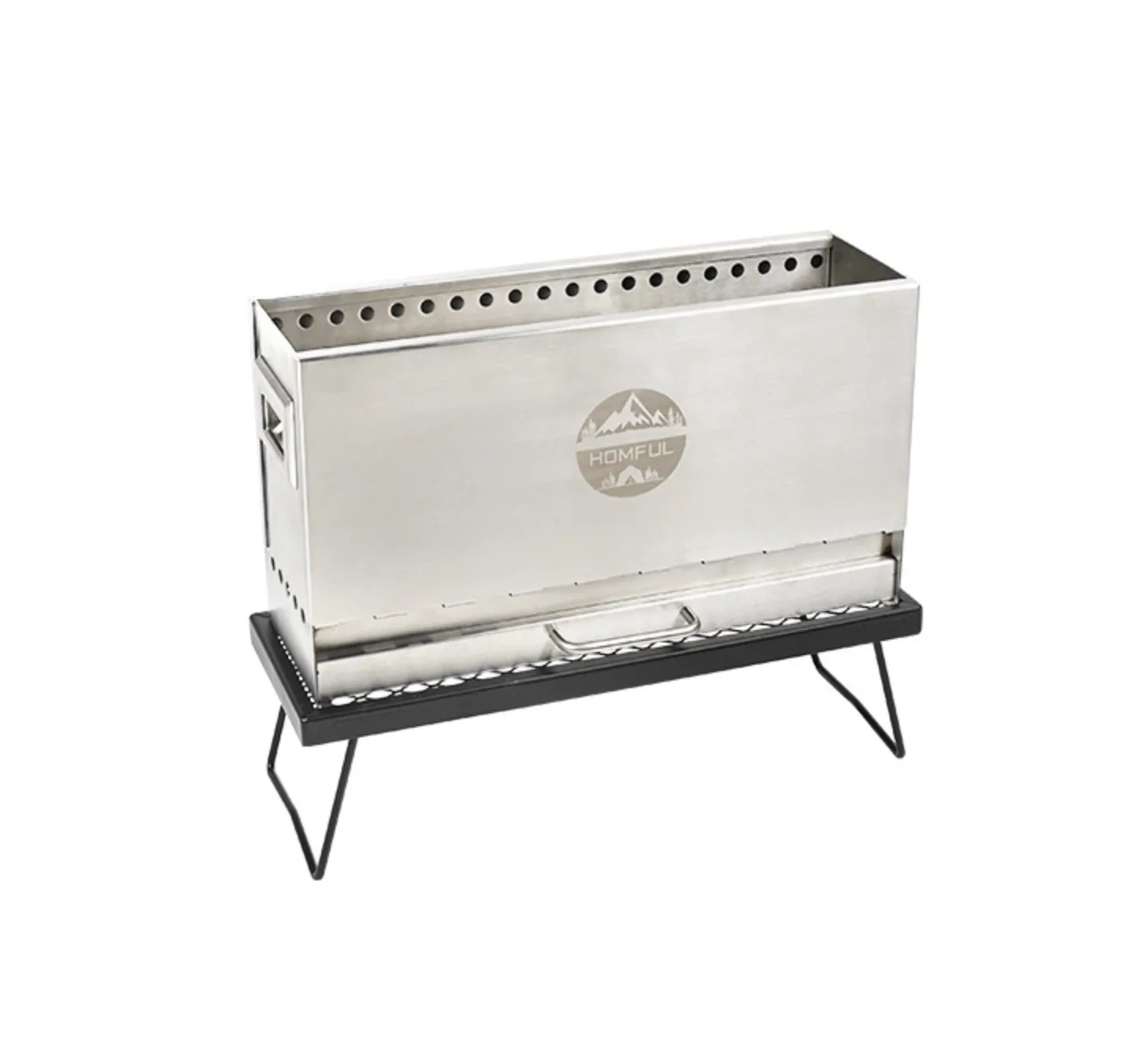 Country camping stainless steel portable BBQ grill Outdoor wind proof portable Charcoal stove