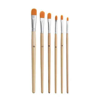 Factory price 6pcs mixed shaped hair pure wooden watercolor paint brushes set paint brush set promotional artist professional