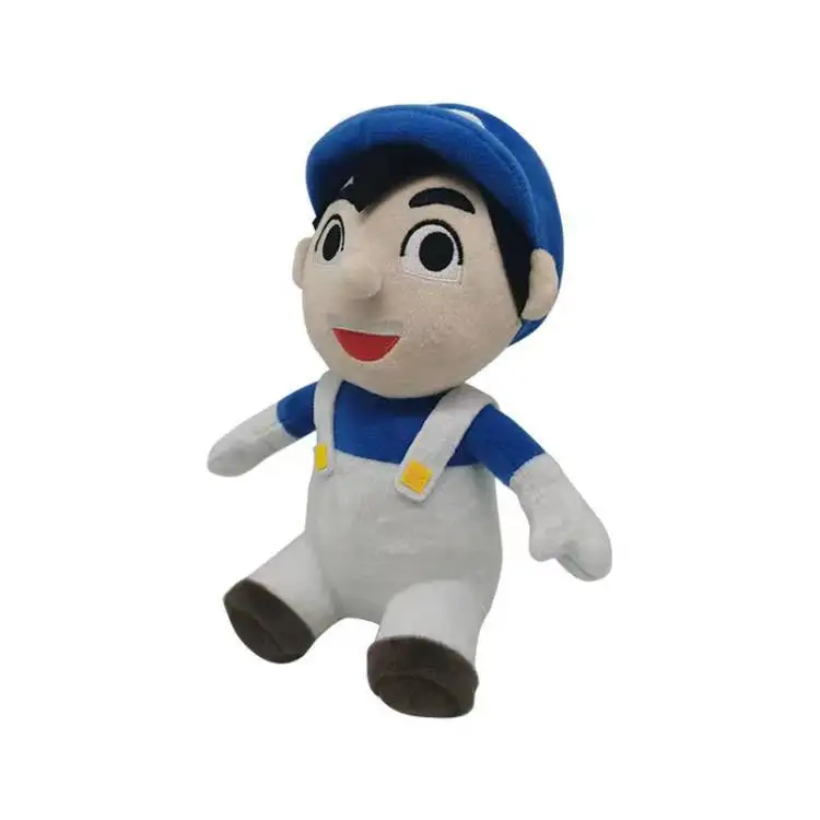 Cute Cartoon Plumber Boy Plush Toy – Soft Stuffed Doll (Green & Blue) main image 1