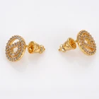 Brass Earrings Brassearringsbrass 2021 Fashion Jewelry 18 K Gold Plated Brass CZ Letter D Earrings For Women
