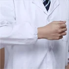 Coat Elastic Coats Cotton Lab Coat 4 Press- Buttons Elastic Cuffs Laboratory Coats Doctor Lab Coats White Woman