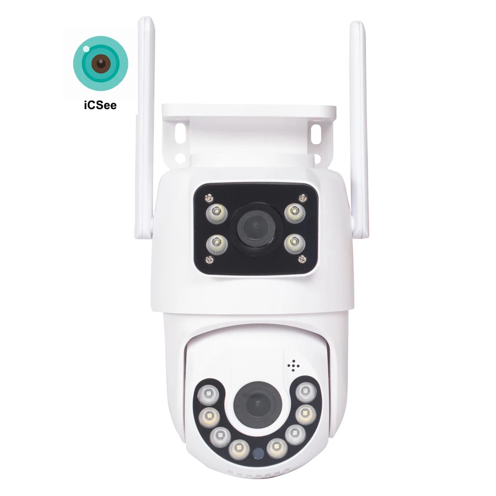 ICsee 6mp Dual Lens Wifi Network Camera Views Human Detect Smart Night Vision Wifi Bluetooth Connection Surveillance Camera