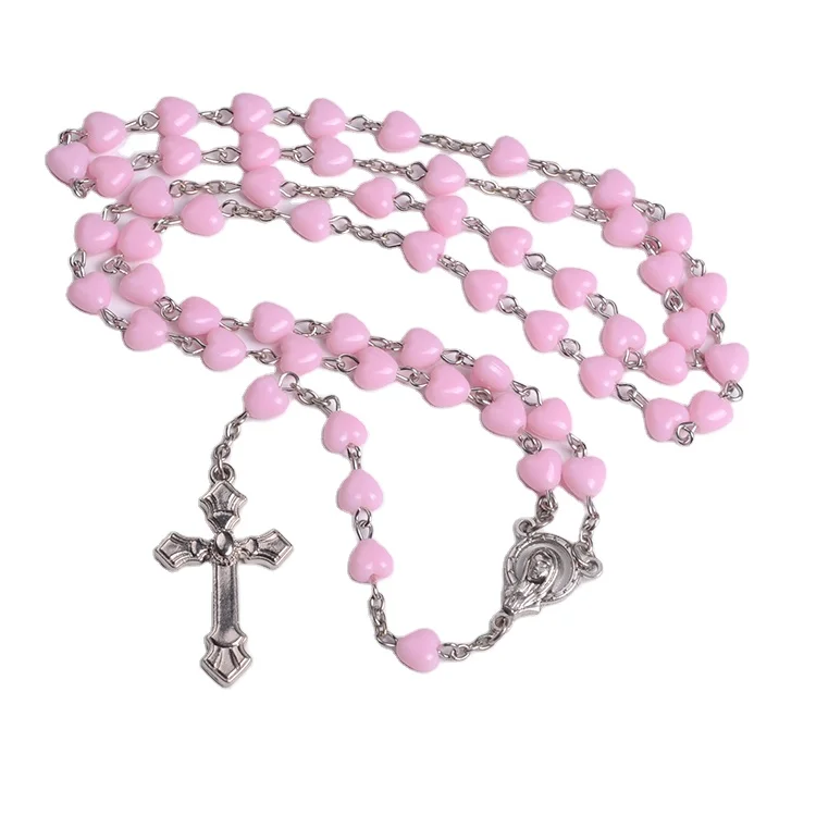 pink rosary necklace