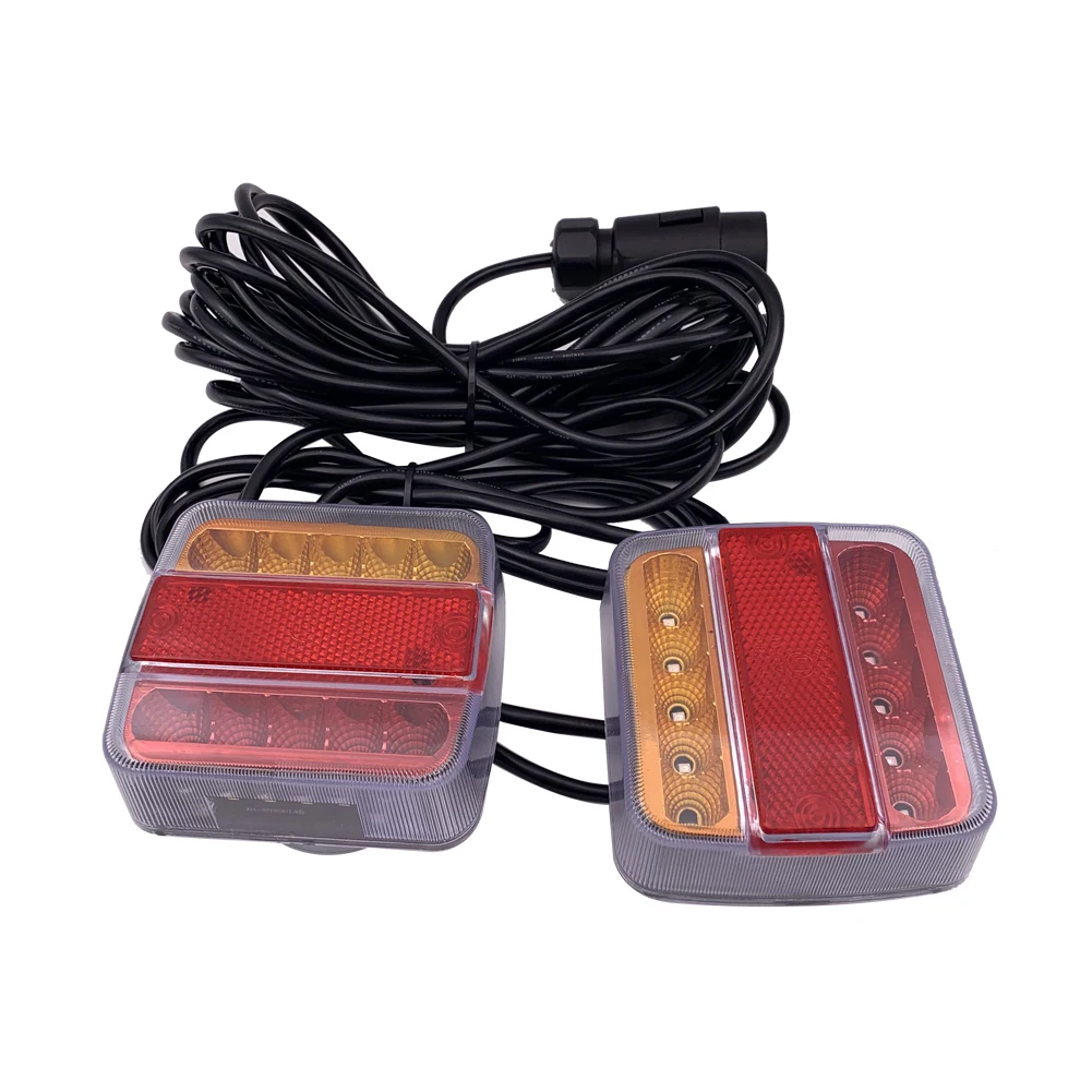 product 10led square red and yellow  cover  trailer tail light with 7 core plug wire set magnet-32