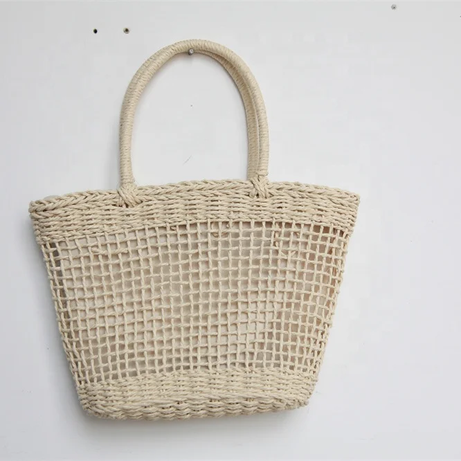 Hot Sale eco-friendly handmade paper weaved straw beach bag hand bag