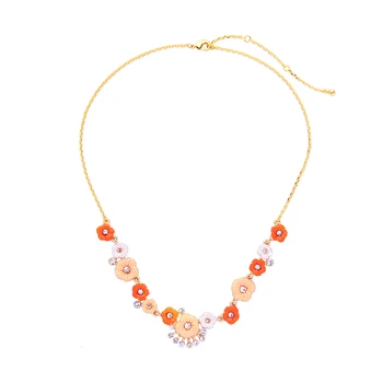 x981767d Enamel Glaze Crystal Diamond Set Collarbone Chain Simple Flower New Necklace Jewels