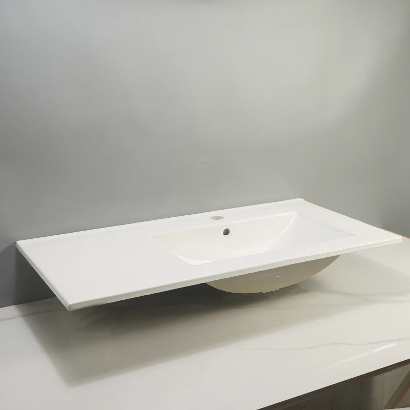 Tarpul Sanitary Luxury Modern White Ceramic Right Basin Hand Wash Smooth Surface Bathroom Vanity Cabinet Sink Porcelain Mount details
