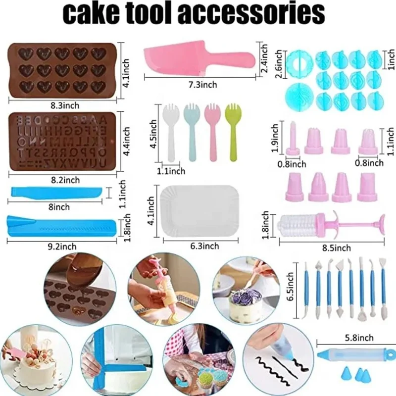 2023 Top Hot New 635 Pcs Cake Turntables Decoration Accessories Stainless Steel Kit Baking Pastry Cake Decorating Tools Set