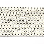 Beads Fashion 8mm Black And White Round Flat Letter Alphabet Ceramic Beads Pendant Ceramic Beads For Jewelry Making