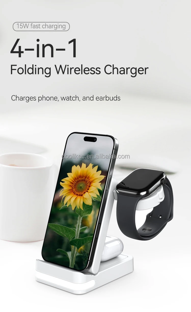 Chinese Factory Custom Logo Printing 4 in 1 New Wireless Charger for Different Mobile Phone for iPhone for Apple Watch Charger