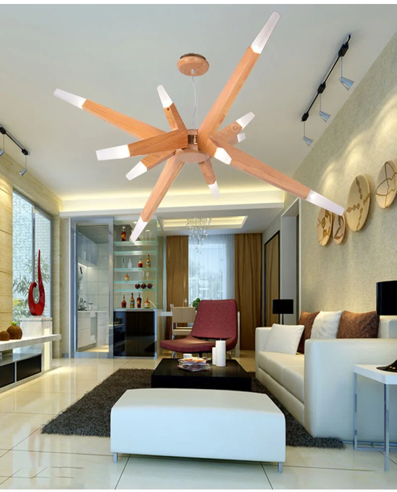 Modern decorative lighting wood art deco chandeliers pendant lights wooden designer pendant lamp
