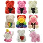 Rose Wholesale Bear Rose Factory New Products DIY 40CM Unicorn Rose Teddy Bear For Valentine Gift