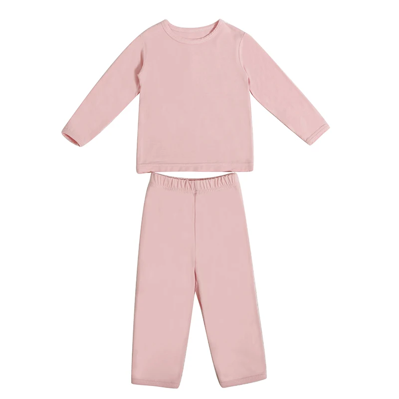 Bamboo Fabric Solid Color 2 PCS Newborn Clothing Set Long Sleeve Kids Sleepsuit Baby Pajamas Suit