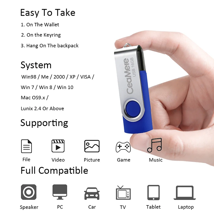 Ceamere C14 Bulk Swivel Metal USB 2.0 3.0 Flash Pen Drives 4GB 8GB Flash Memory Stick 32GB 128GB 16GB Custom Pendrive USB Stick