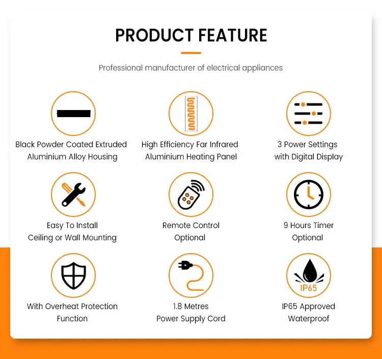 Protection Infrared Outdoor Heater, 1500W, Wall - detail 4