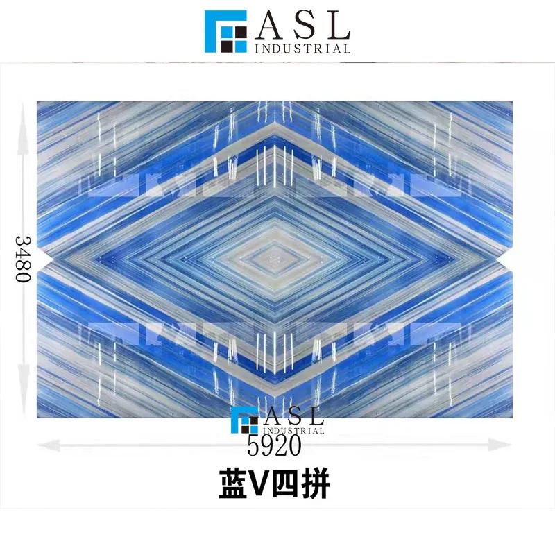 Luxury marble sodalite dark blue quartzite and illusion blue quartzite extreme ocean blue white blue vein floor tiles