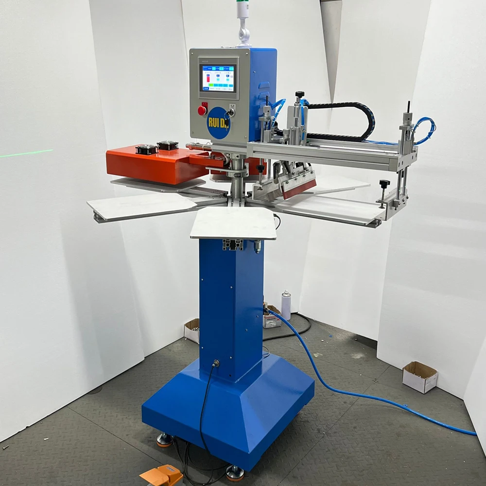 product 1 color automatic carousel silk screen printing machine for t shirts cloths textil garment-5