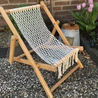 Beach Chair Wooden Wooden Outdoor Bali Bohemia Design Macrame Handmade Beach Chair Folding Wooden Lawn Patio Curvy Chair