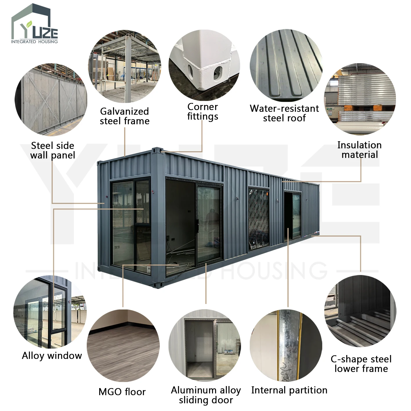 Quick Assembly Modern Large Glass Sliding Door Prefabricated Modular Container House Hotel factory