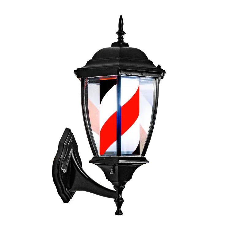 Professional Barbershop Hair Salon Equipment LED Lamp Outdoor Wall classic logo revolving lamp stripe salon barber pole