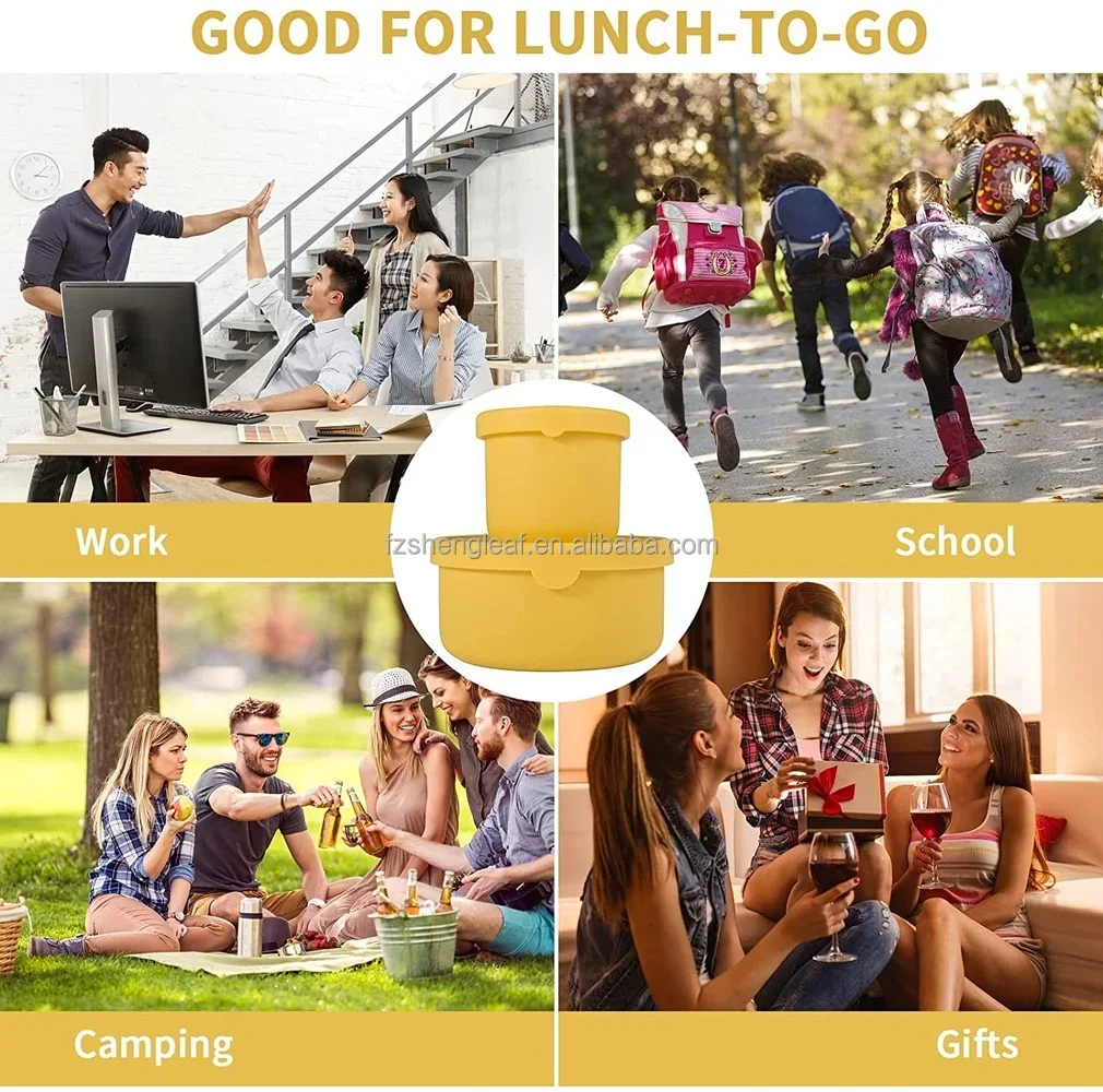 product cute kid childrens insulated portable heated bento silicone food container school lunch box set for kids and adults-5
