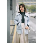 Blue Jacket 2020 Factory Direct Sales New White Light Blue Winter Warm Casual Regular Silk Down Jacket