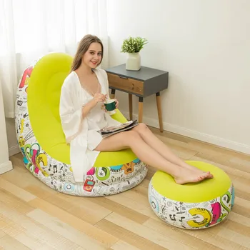 Modern New Graffiti Inflatable Lazy Sofa Footstool Portable Storage Side Recliner Outdoor Bedroom Leisure Cross-Border Wholesale