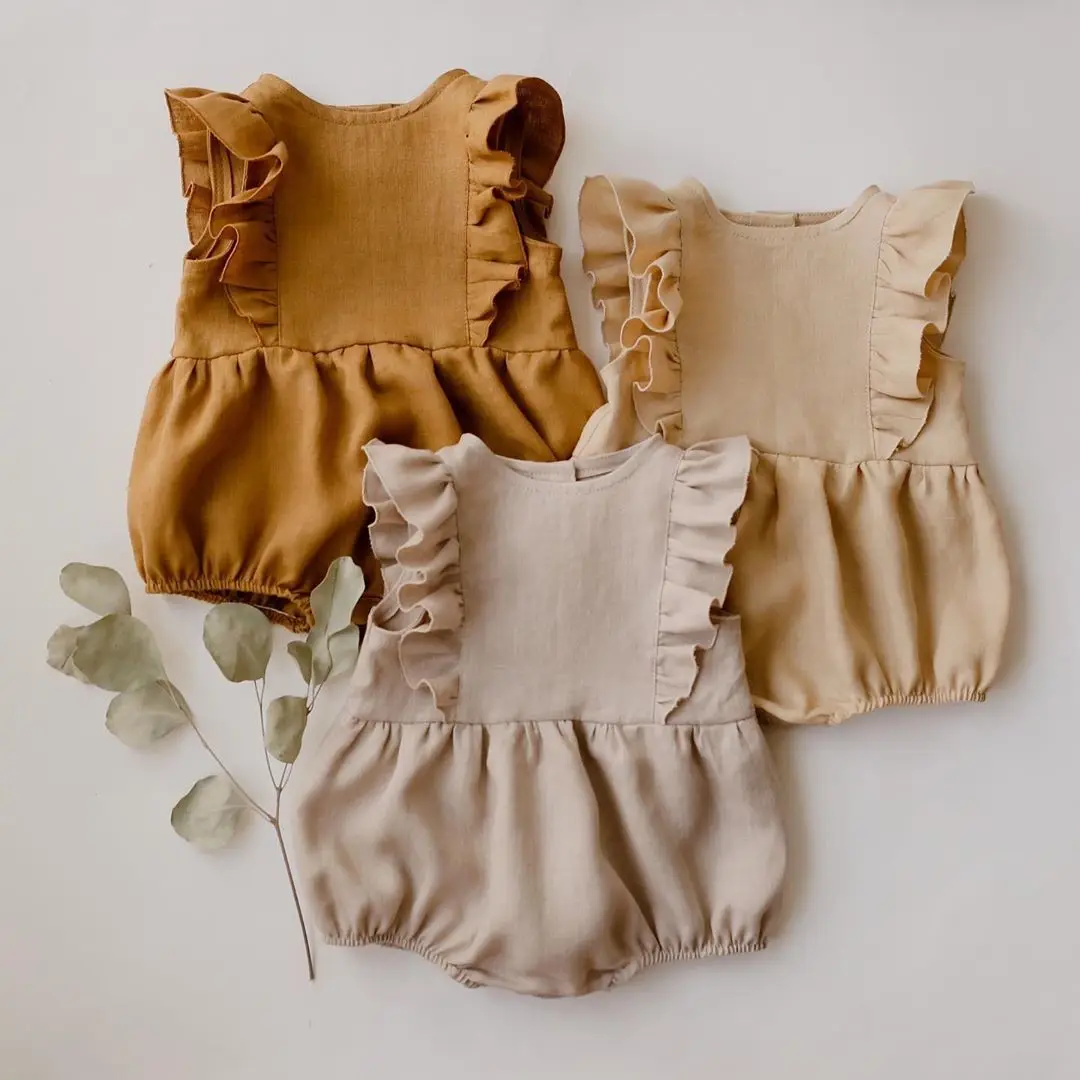 Toddler Ruffle Playsuit Organic Linen Cotton Baby Romper Ropa Bebe Summer - Buy Ropa De Bebe,Playsuit,Baby Linen Clothes Product on Alibaba.com