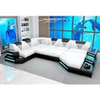 Living Room Sofas Morden Style Living Room Sofas Storage Function U Shaped Set Led Sectional Sofa With Bed