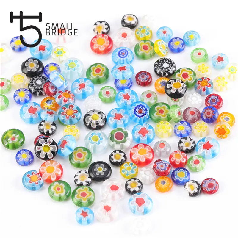 product wholesale 6 8 10mm murano lampwork flower beads for jewelry making diy crafts accessories multicolor round glass beads283-31