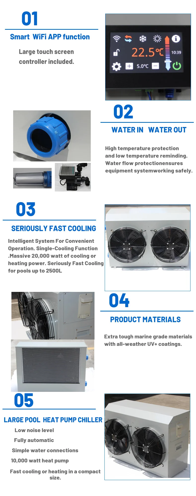 Large Swimming Pool Chiller, R32, R410 - detail 6