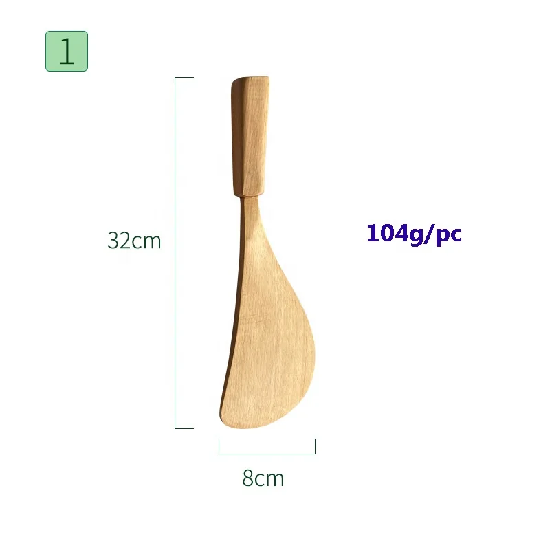 Beech handle flat-bottomed wooden bowl long-handled wooden fork kitchen utensils set