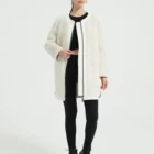 Wear Girls Latest Custom Winter White Faux Fur Lamb Double Face Wear Long Coats For Girls