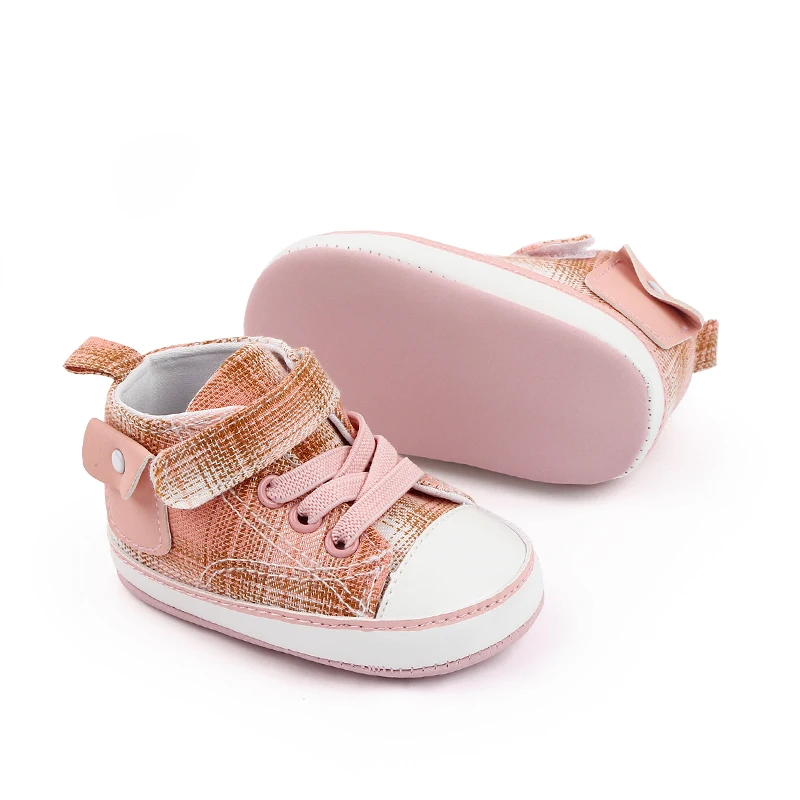 Four Seasons Classic Canvas Baby Boys and Girls Shoes Plaid Pocket Soft Soled Baby Walking Shoes details